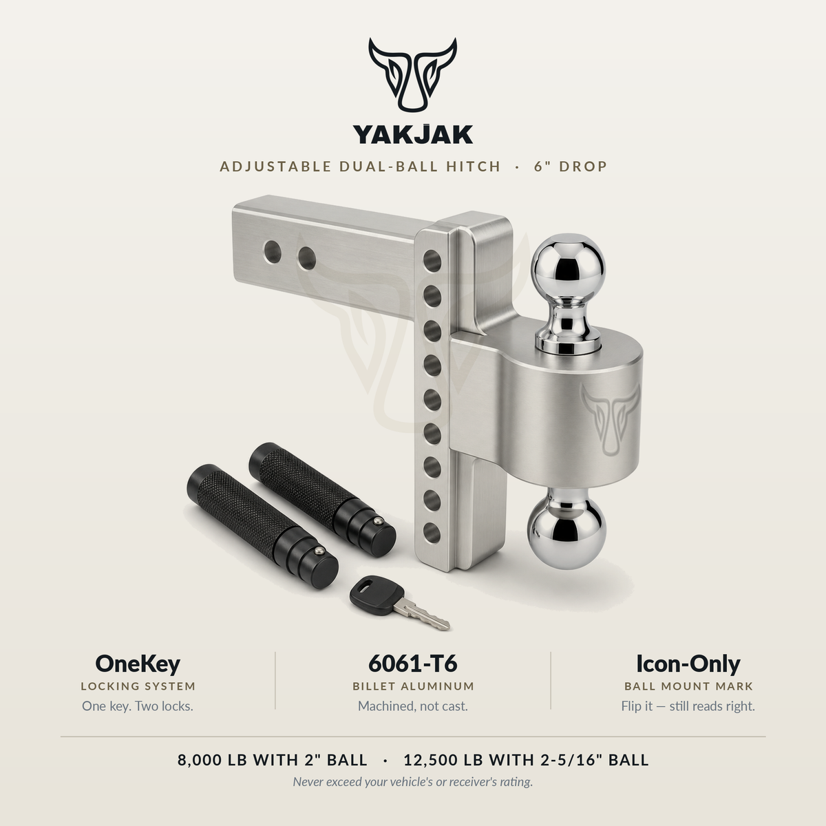 Premium Billet Aluminum Adjustable Dual-Ball Hitch