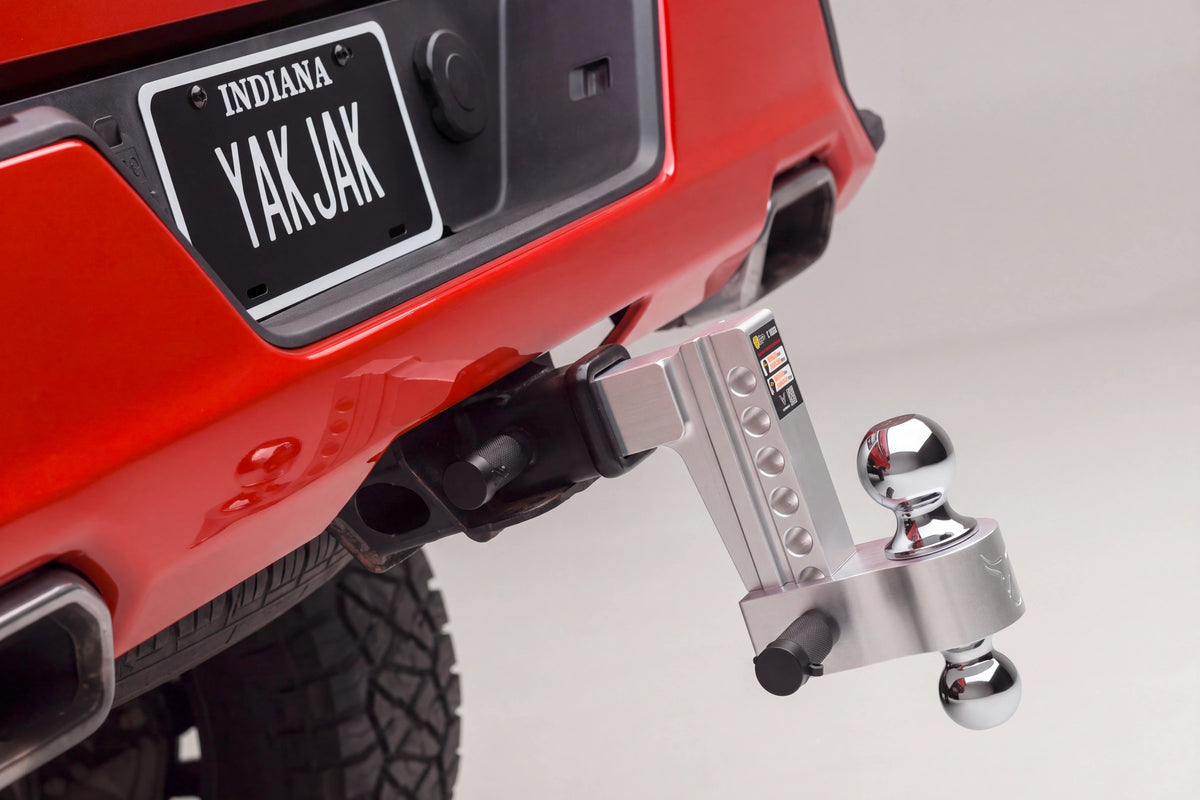 YakJak Silver adjustable dual-ball hitch – installed on a truck